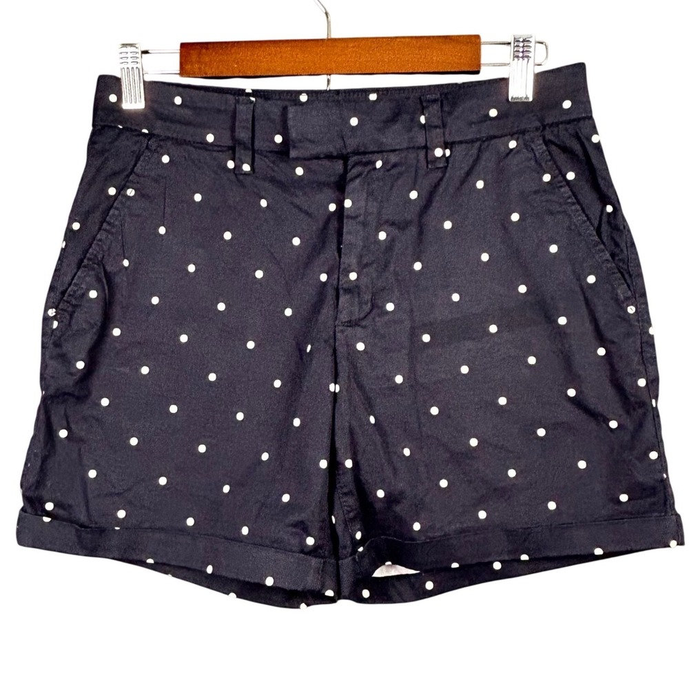 H&M Womens Navy Blue White Polka Dot Chino Shorts Size 6 NWT P/N 05997197